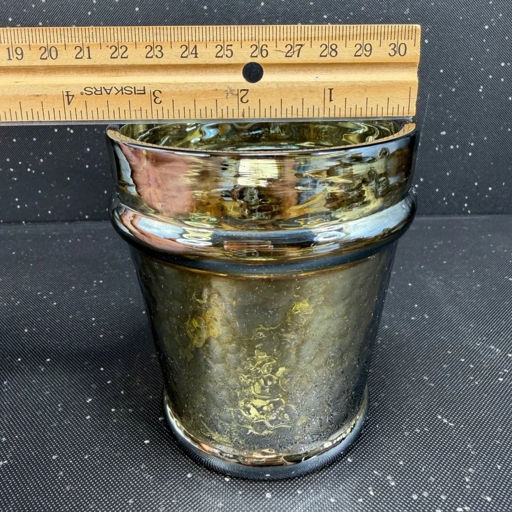 Anthropologie Mercury Glass Votive Candle Holder Gold Silver Metallic 4x4 Pot